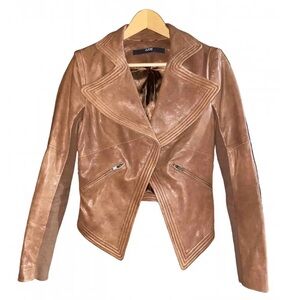 Cut25 by Yigal Azrouel genuine leather light brown moto jacket size 4